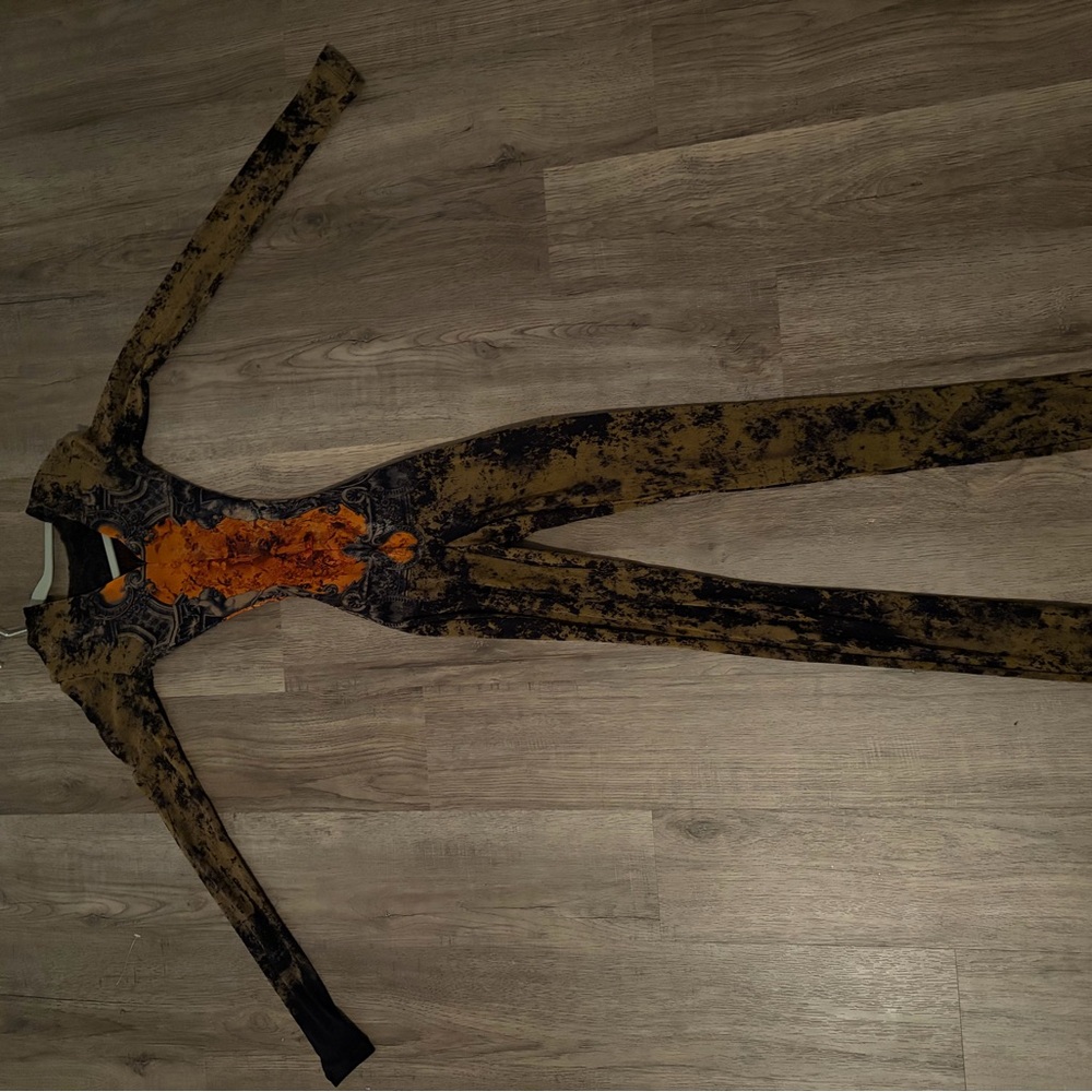 Jean Paul Gaultier Black and Orange Patterned Jumpsuit